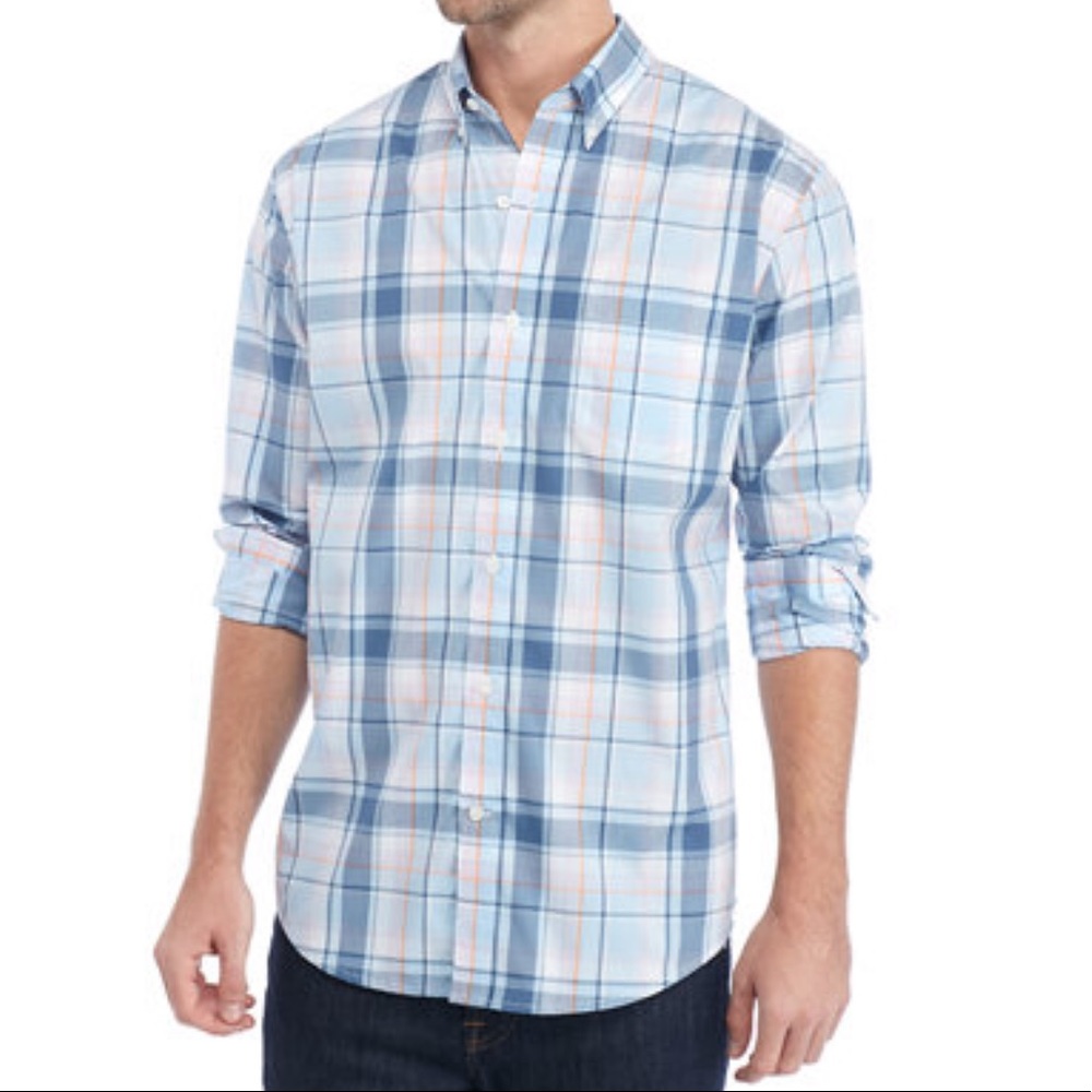Crown & Ivy Long Sleeve No Iron Plaid Woven Shirt